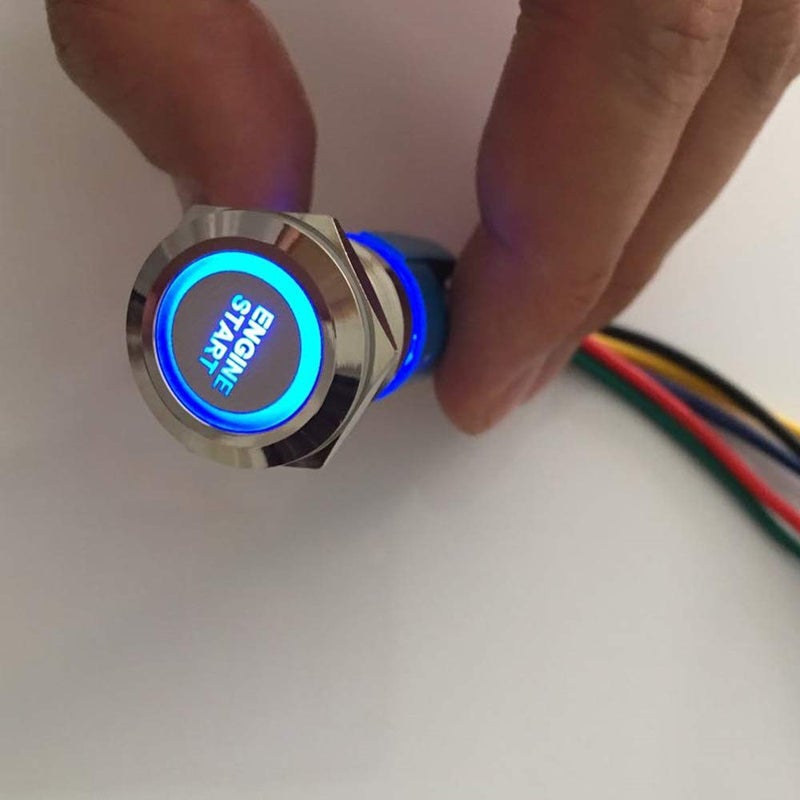 ESUPPORT 12V Car Vehicle Blue LED Light Headlight Push Button Metal Toggle Switch Socket Plug 19mm Engine Start - Image 4